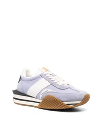 hellblaue Wildleder niedrige Sneakers von Tom Ford