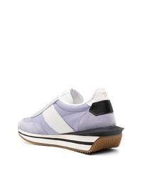 hellblaue Wildleder niedrige Sneakers von Tom Ford