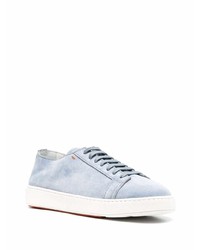 hellblaue Wildleder niedrige Sneakers von Santoni