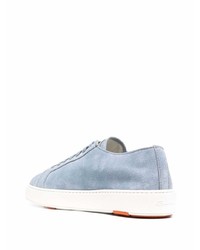 hellblaue Wildleder niedrige Sneakers von Santoni