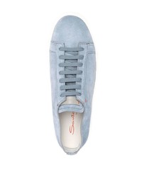 hellblaue Wildleder niedrige Sneakers von Santoni