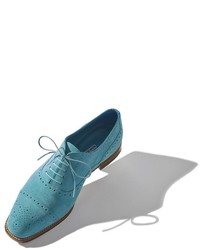 hellblaue Wildleder Oxford Schuhe von Manolo Blahnik