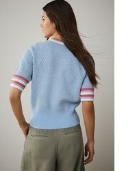 hellblauer bedruckter Kurzarmpullover von NEXT