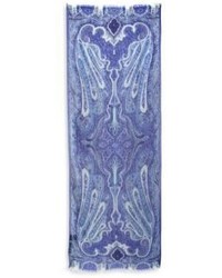 hellblauer bedruckter Leinen Schal