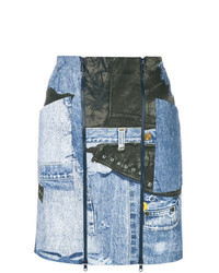 hellblauer bedruckter Midirock aus Jeans