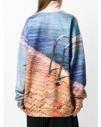 hellblauer bedruckter Oversize Pullover von MARQUES ALMEIDA