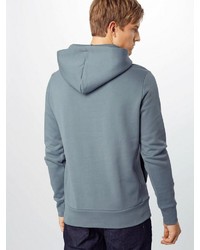 hellblauer bedruckter Pullover mit einem Kapuze von Armedangels