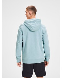 hellblauer bedruckter Pullover mit einem Kapuze von Jack & Jones