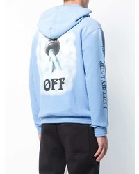 hellblauer bedruckter Pullover mit einem Kapuze von Off-White