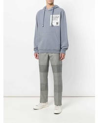 hellblauer bedruckter Pullover mit einem Kapuze von Maison Margiela