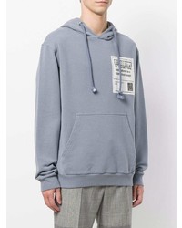 hellblauer bedruckter Pullover mit einem Kapuze von Maison Margiela