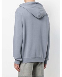 hellblauer bedruckter Pullover mit einem Kapuze von Maison Margiela