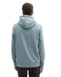 hellblauer bedruckter Pullover mit einem Kapuze von Tom Tailor