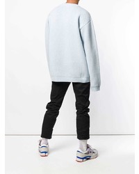 hellblauer bedruckter Pullover mit einem Rundhalsausschnitt von Calvin Klein 205W39nyc