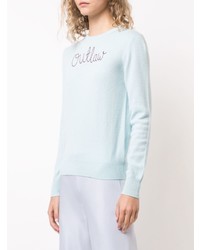 hellblauer bedruckter Pullover mit einem Rundhalsausschnitt von Lingua Franca