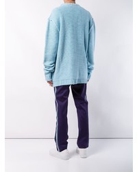 hellblauer bedruckter Pullover mit einem Rundhalsausschnitt von Calvin Klein 205W39nyc