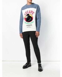 hellblauer bedruckter Pullover mit einem Rundhalsausschnitt von Kenzo