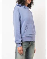 hellblauer bedruckter Pullover mit einer Kapuze von Amiri