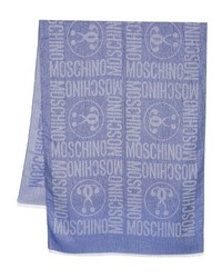 hellblauer bedruckter Schal von Moschino