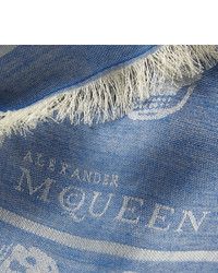 hellblauer bedruckter Schal von Alexander McQueen