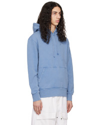 hellblauer bestickter Pullover mit einem Kapuze von JW Anderson