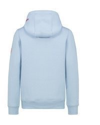 hellblauer bestickter Pullover mit einer Kapuze von Eight2Nine
