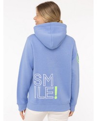hellblauer bestickter Pullover mit einer Kapuze von ZWILLINGSHERZ