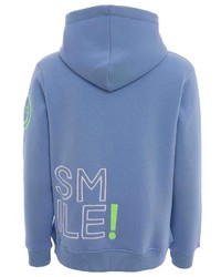 hellblauer bestickter Pullover mit einer Kapuze von ZWILLINGSHERZ