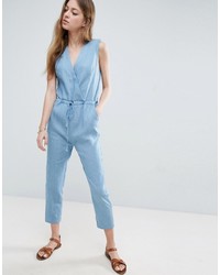 hellblauer Chambray Jumpsuit