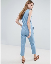 hellblauer Chambray Jumpsuit