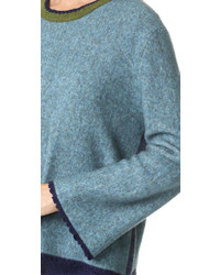 hellblauer flauschiger Pullover mit einem Rundhalsausschnitt von 3.1 Phillip Lim