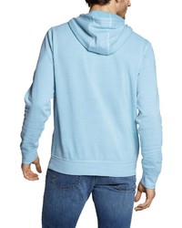 hellblauer Fleece-Pullover mit einem Kapuze von Eddie Bauer