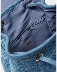 hellblauer geflochtener Jeans Rucksack von Asos