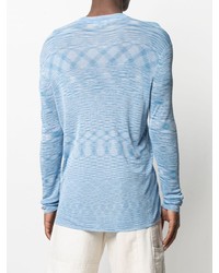 hellblauer horizontal gestreifter Henley-Pullover von Isabel Marant
