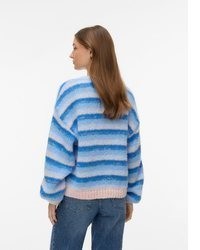 hellblauer horizontal gestreifter Kaschmirpullover von Vero Moda