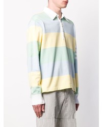 hellblauer horizontal gestreifter Polo Pullover von Thom Browne