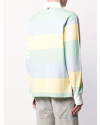 hellblauer horizontal gestreifter Polo Pullover von Thom Browne