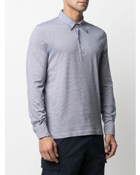 hellblauer horizontal gestreifter Polo Pullover von Fedeli