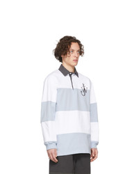 hellblauer horizontal gestreifter Polo Pullover von JW Anderson