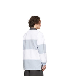 hellblauer horizontal gestreifter Polo Pullover von JW Anderson