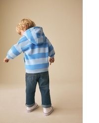 hellblauer horizontal gestreifter Pullover mit einem Kapuze von next