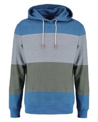 hellblauer horizontal gestreifter Pullover mit einem Kapuze von Poler