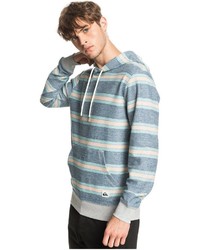 hellblauer horizontal gestreifter Pullover mit einem Kapuze von Quiksilver