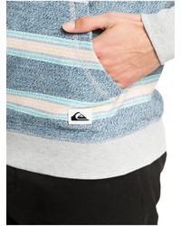 hellblauer horizontal gestreifter Pullover mit einem Kapuze von Quiksilver