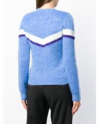 hellblauer horizontal gestreifter Pullover mit einem Rundhalsausschnitt von N°21