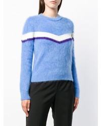 hellblauer horizontal gestreifter Pullover mit einem Rundhalsausschnitt von N°21