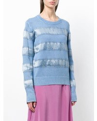 hellblauer horizontal gestreifter Pullover mit einem Rundhalsausschnitt von Sies Marjan