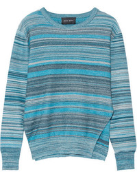 hellblauer horizontal gestreifter Pullover von Baja East