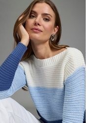 hellblauer horizontal gestreifter Pullover von Laura Scott