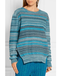 hellblauer horizontal gestreifter Pullover von Baja East